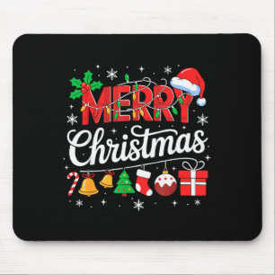 Merry Christmas Red Santa Hat Reindeer Xmas Matchi Mouse Pad