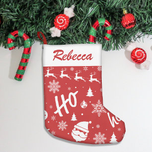 Merry Christmas Red Santa Pattern Small Christmas Stocking