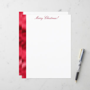 Merry Christmas Red Satin Chic Metallic Stationary