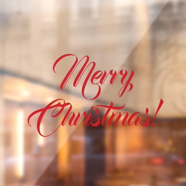Merry Christmas red script elegant custom text Window Cling (Sheet 2)