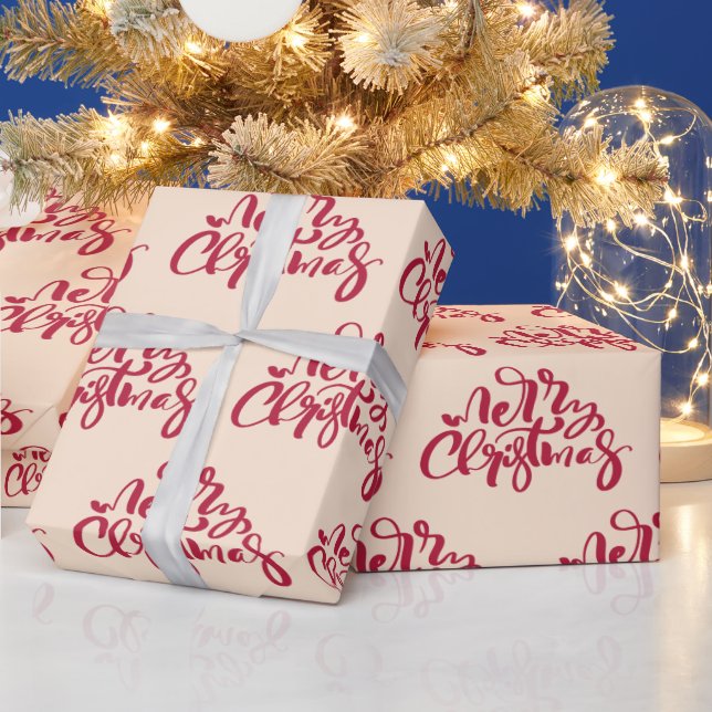 Merry Christmas Red Script Holiday Gift Wrapping Paper (Holidays)