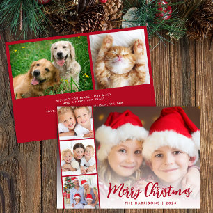 Merry Christmas Red Script Photo Overlay Holiday Card