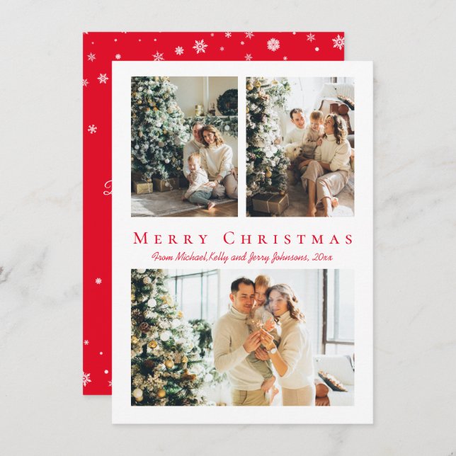 merry christmas red script  photos collage holiday (Front/Back)