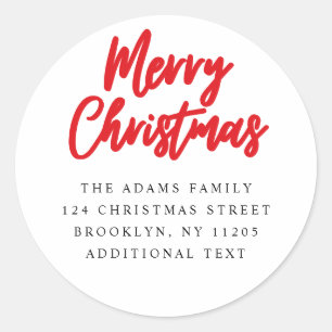Merry Christmas Red script Return Addrress label