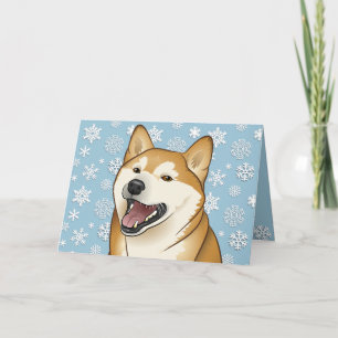 Merry Christmas Red Shiba Inu Customizable Card