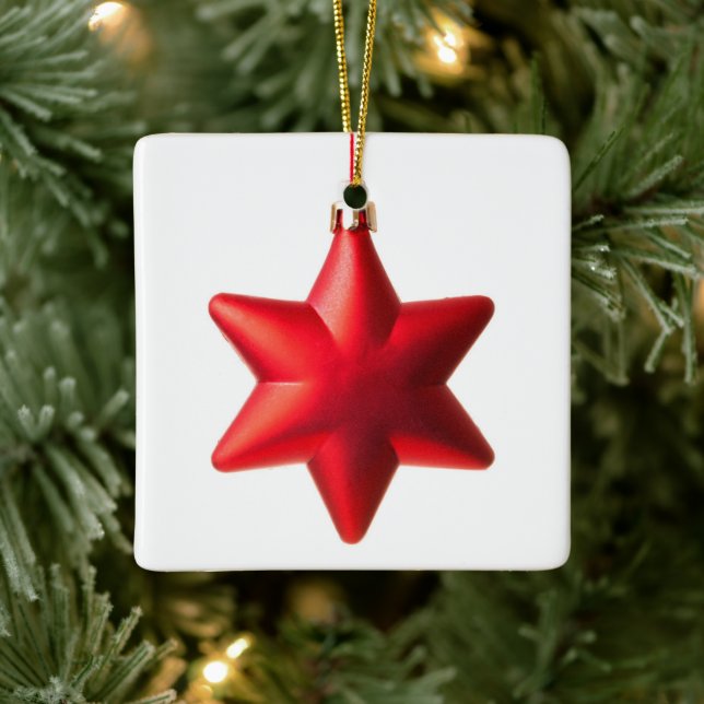 Merry Christmas Red star decoration with text (Tree)