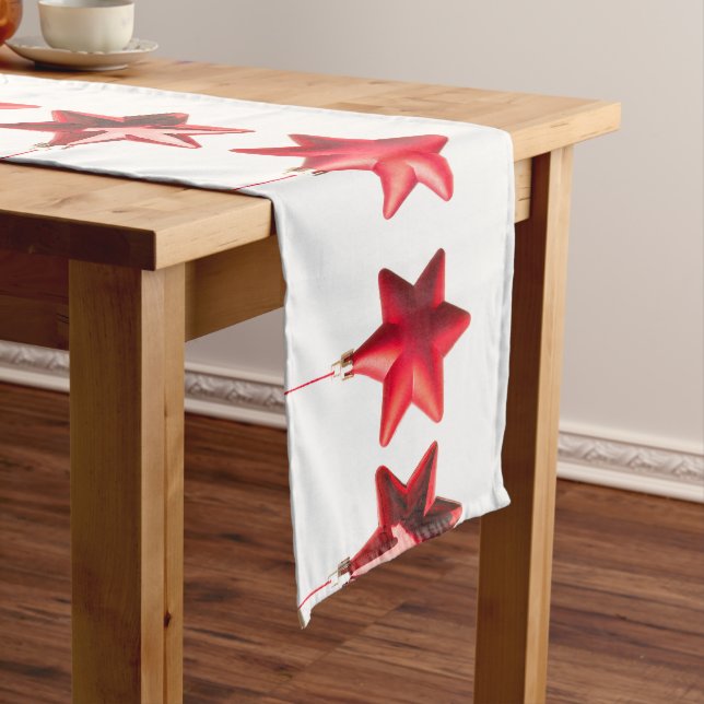 Merry Christmas Red stars decoration with text Long Table Runner (In Situ)