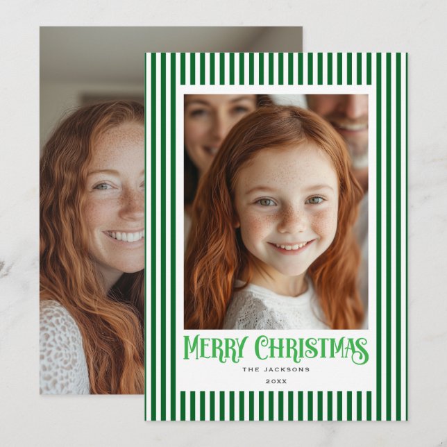 Merry Christmas Red Stripes Holiday Design (Front/Back)