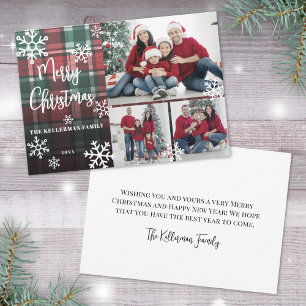Merry Christmas Red Tartan Photo Holiday Card