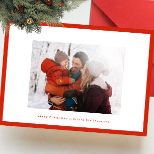 merry christmas red   thin photo frame custom holiday card