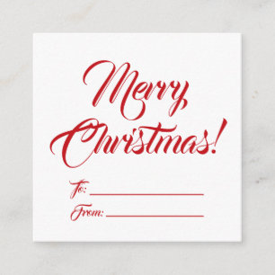 Merry Christmas red to from elegant script blank  Enclosure Card