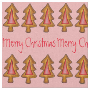 Merry Christmas Red Tree Xmas Holiday Cookie Fabric