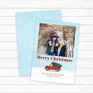 Merry Christmas Red Truck Custom Photo Holiday Card