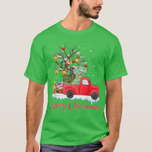 Merry Christmas Red Truck Dinosaur Re Christmas Tr T-Shirt