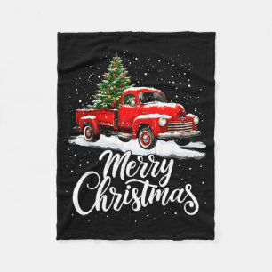 Merry Christmas Red Truck Family Matching Christma Fleece Blanket