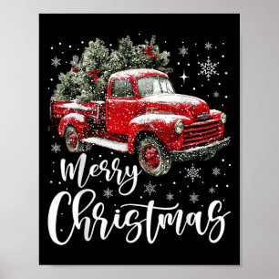 Merry Christmas Red Truck Family Matching Christma Poster