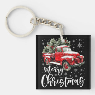 Merry Christmas Red Truck Family Matching Xmas Keychain