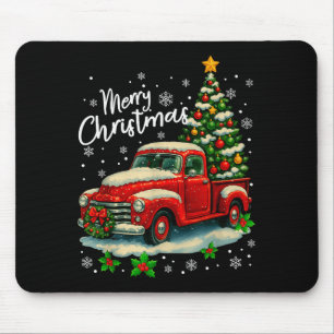 Merry Christmas Red Truck Funny Xmas Tree Family M Mouse Pad
