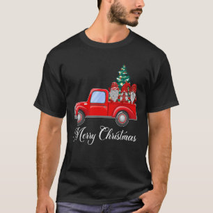 Merry Christmas Red Truck Gnomes Xmas Tree T-Shirt