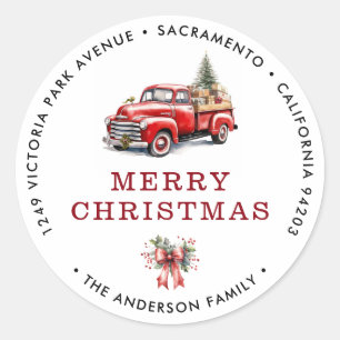 Merry Christmas Red Truck Return Address Labels