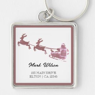 Merry Christmas Red Typography Keychain