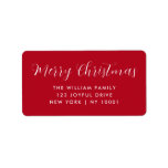 Merry Christmas Red Typography  Label<br><div class="desc">Simple,  stylish "Merry Christmas" return address label in red and white modern minimalist typography. Your names and address can easily be personalized for a unique label with a personal touch to pair with our holiday card range in the same design!</div>