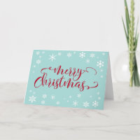 Merry Christmas Red Typography on Robin's Egg Blue
