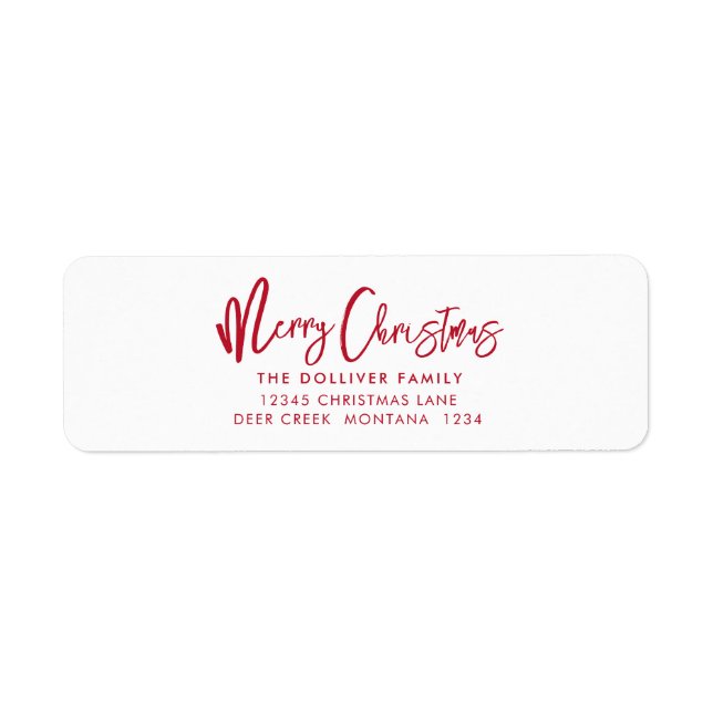Merry Christmas | Red Typography Return Address (Front)