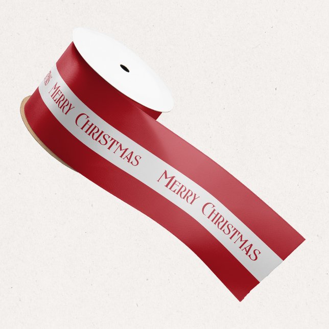 Merry Christmas Red & White Gift Unique Festive Satin Ribbon (Creator Uploaded)