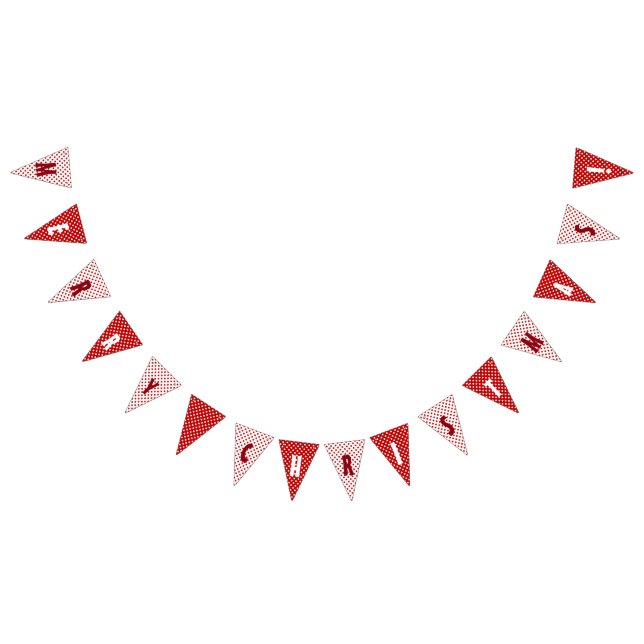 Merry Christmas Red White Polka Dots Nordic Bunting Flags (All)