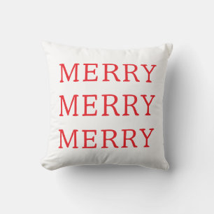 Merry Christmas Red & White Throw Pillow