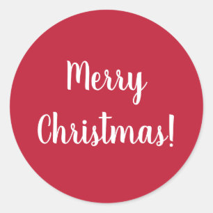 Merry Christmas Red & White Typography Festive Classic Round Sticker