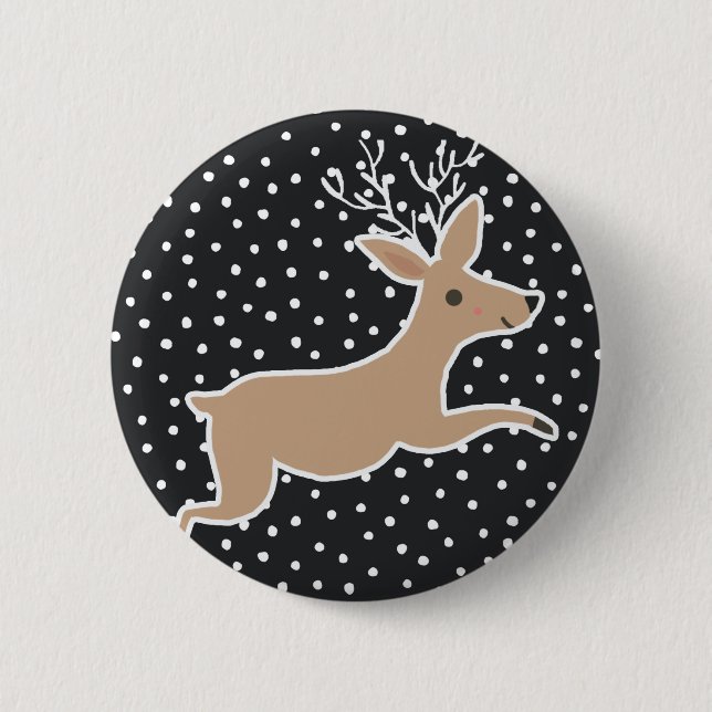 Merry Christmas - Reindeer 2 Inch Round Button (Front)