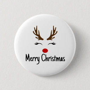 Merry Christmas Reindeer 2 Inch Round Button