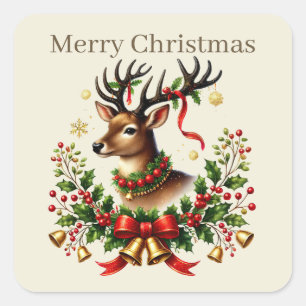 Merry Christmas reindeer add text Square Sticker