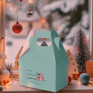 Merry Christmas – Reindeer & Bunny on Teal Favor Box