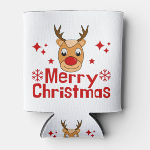 Merry Christmas Reindeer Can Cooler