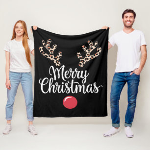 Merry Christmas Reindeer Christmas Family Gift Fleece Blanket