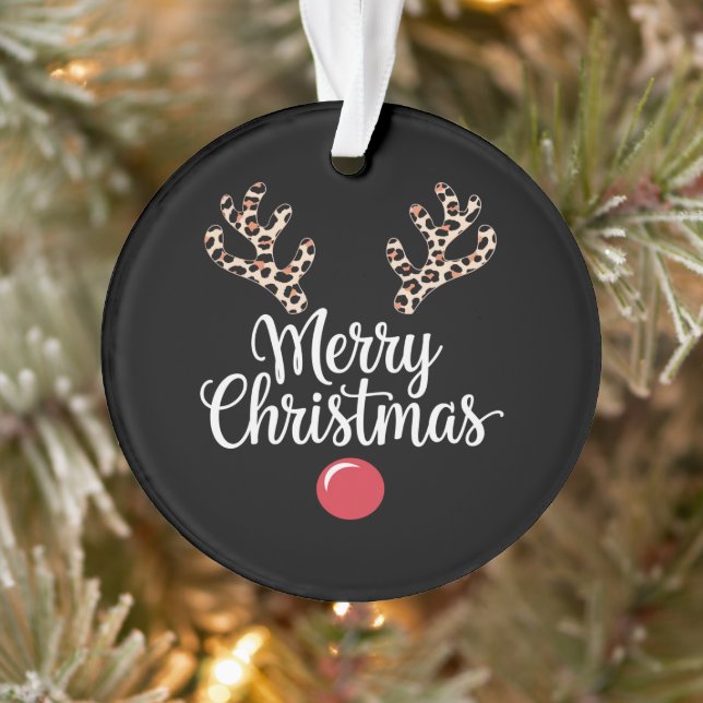 Merry Christmas Reindeer Christmas Family Gift Ornament (Tree)