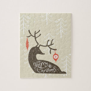 Merry Christmas Reindeer Cozy Jigsaw Puzzle