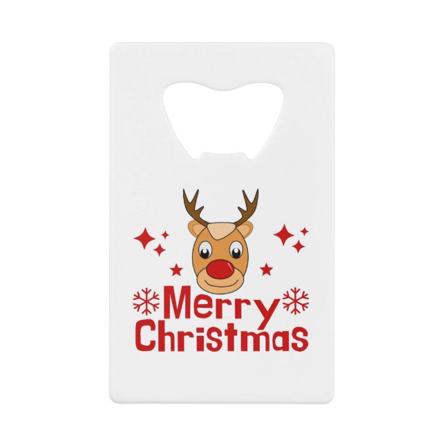 Merry Christmas Reindeer Credit Card Bottle Opener (Front)