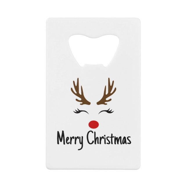 Merry Christmas Reindeer Credit Card Bottle Opener (Front)