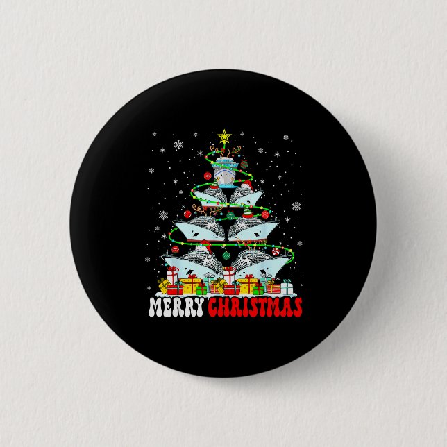 Merry Christmas Reindeer Elf Santa Cruise Ships Xm 2 Inch Round Button (Front)