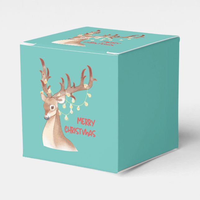 Merry Christmas Reindeer Favor Box (Front Side)