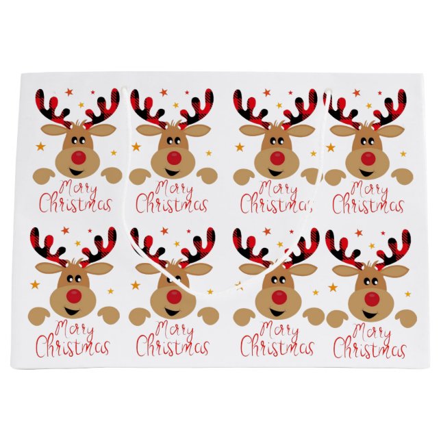 Merry Christmas Reindeer Gift bag  (Front)