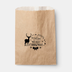MERRY CHRISTMAS Reindeer Holiday Favour Treat Bag