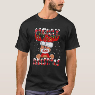 Merry Christmas Reindeer In Mask 2021 Funny Pajama T-Shirt