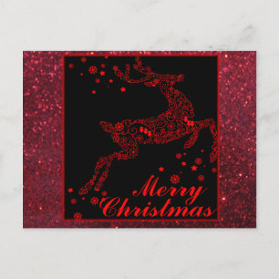Merry Christmas Reindeer in Red Postcard