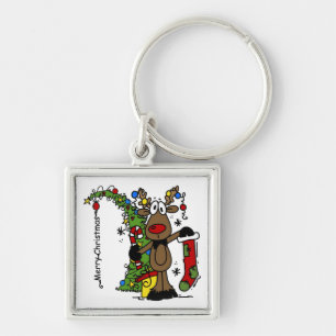 Merry Christmas Reindeer Keychain
