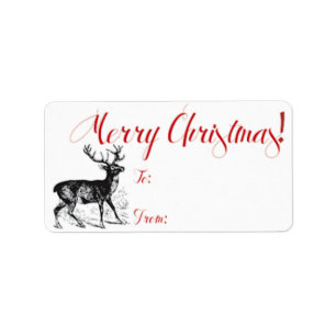 Merry Christmas Reindeer Label